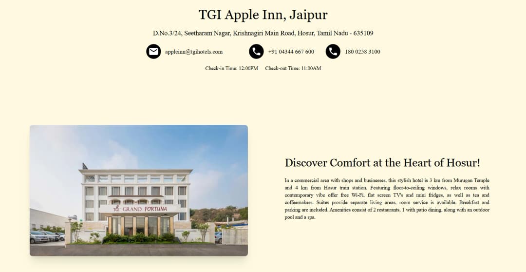 TGI Hotel Landing Page